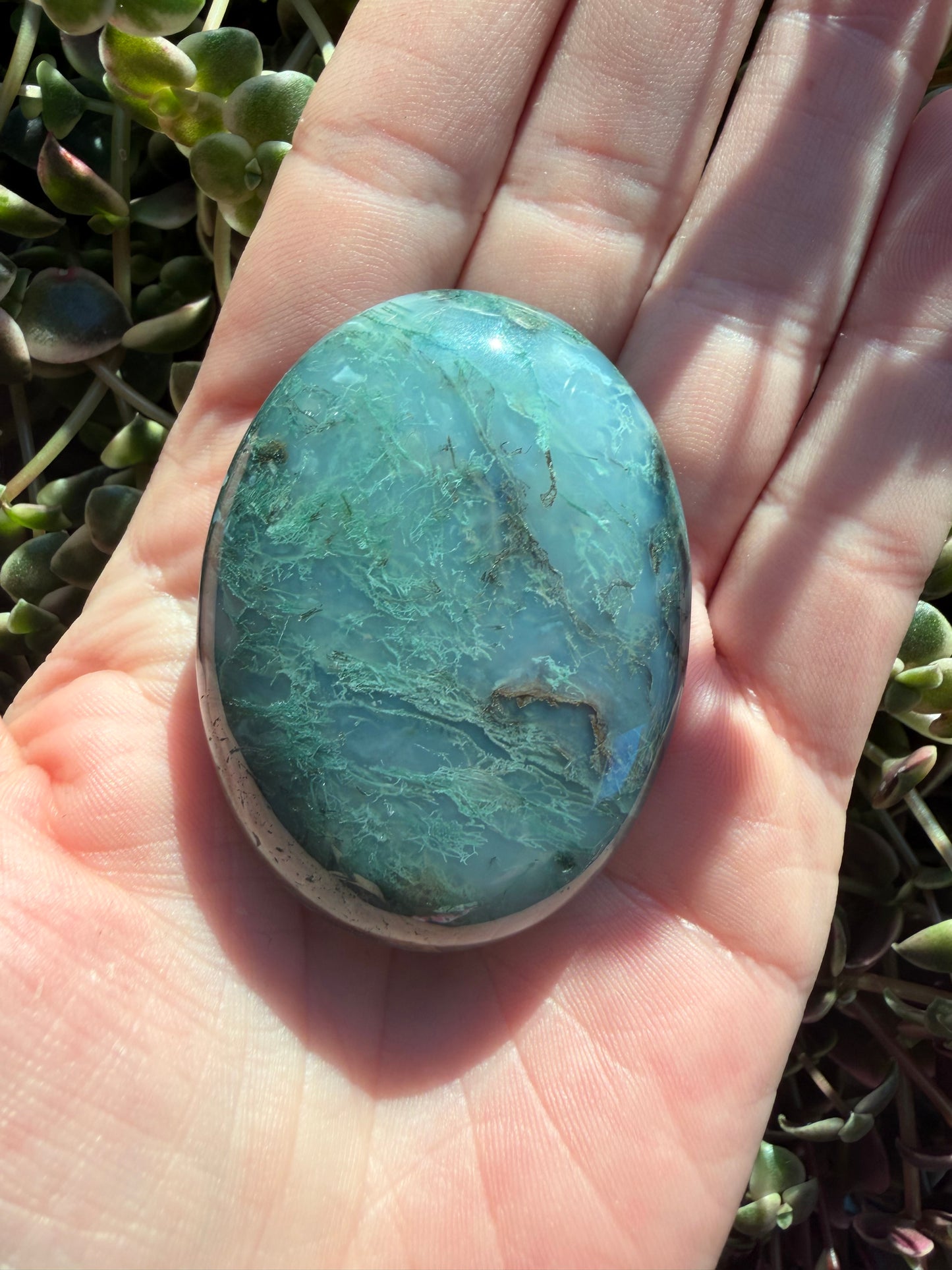 Moss Agate Palm Stone