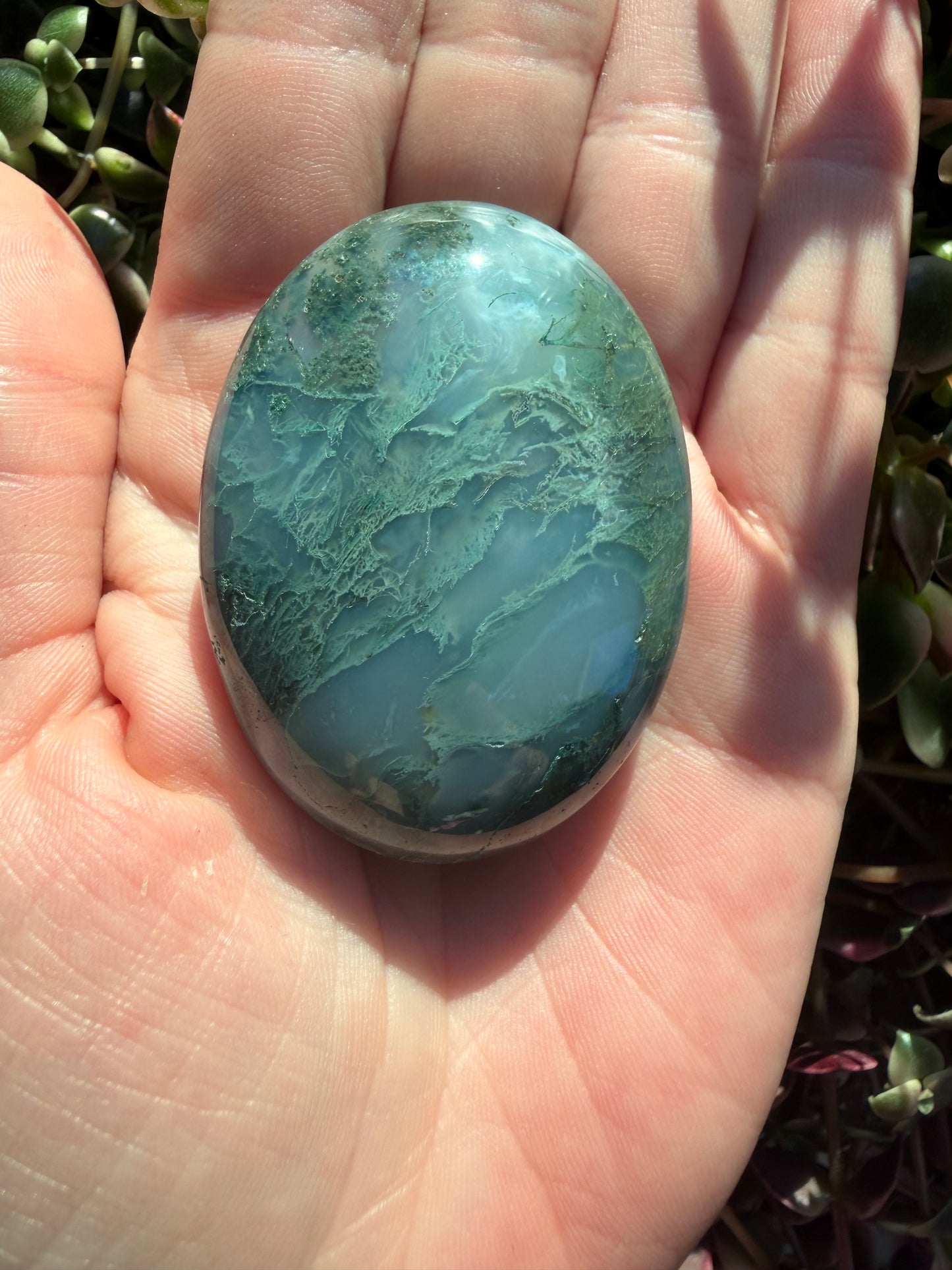 Moss Agate Palm Stone