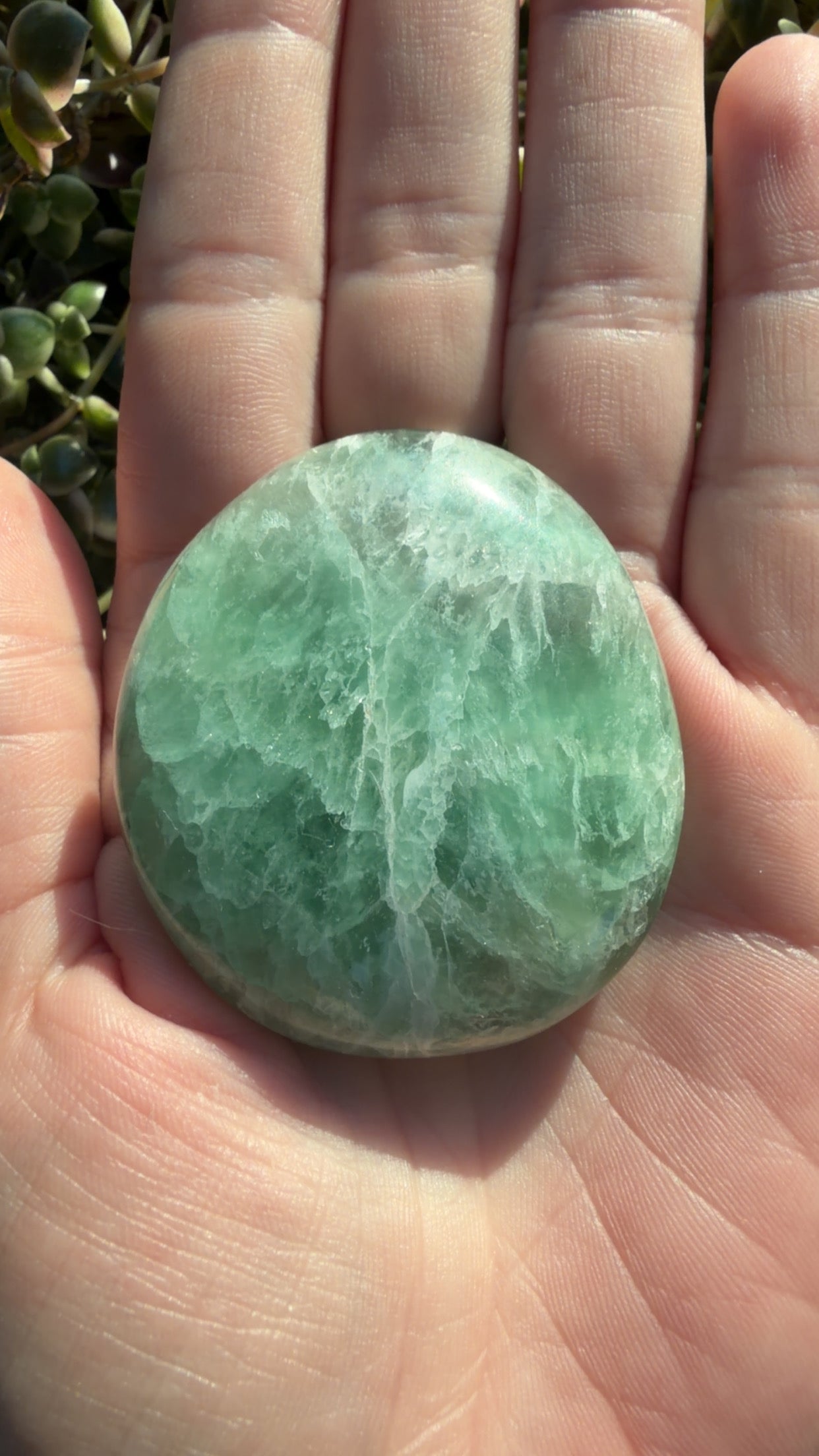 HQ Green Fluorite Palm Stone