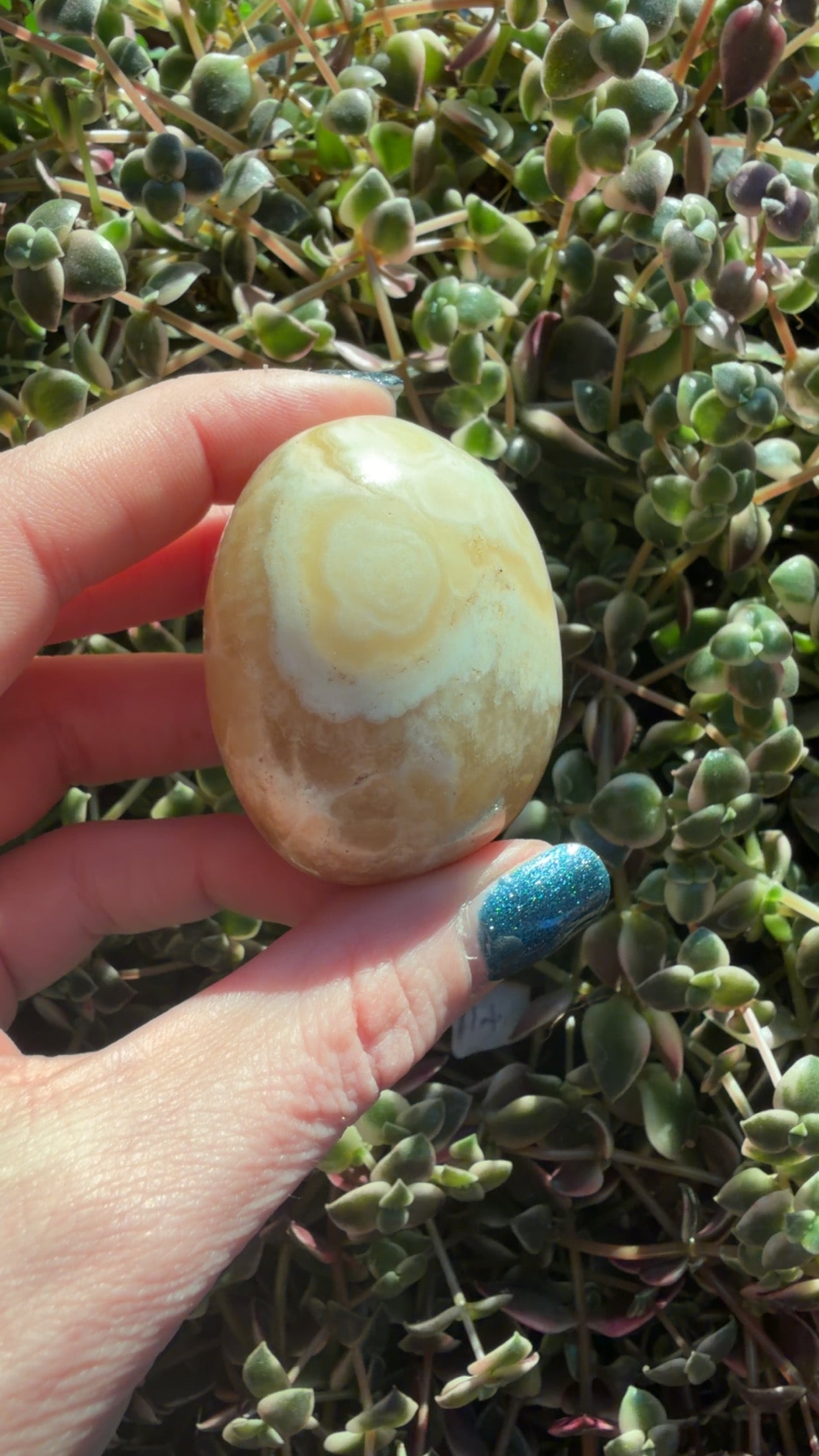Yellow Calcite Palm Stone