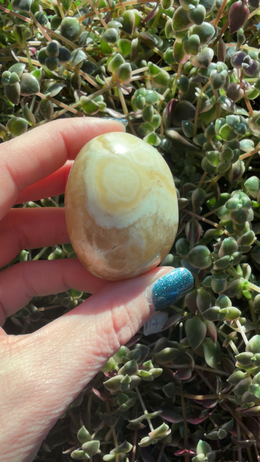 Yellow Calcite Palm Stone